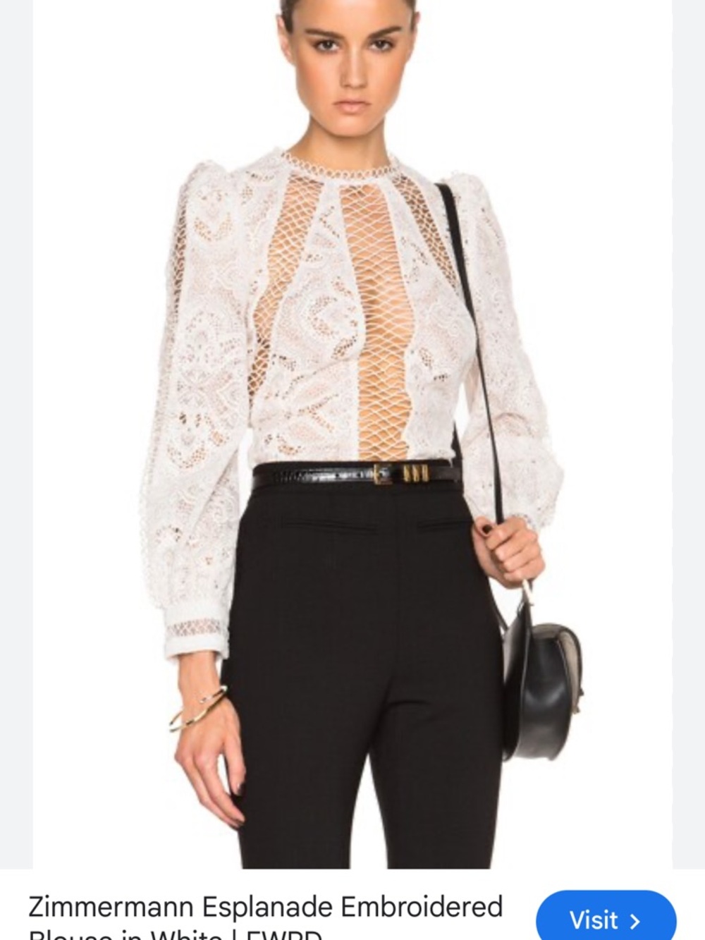 Like New!! Zimmermann White Openwork Lace High-Neck Blouse
